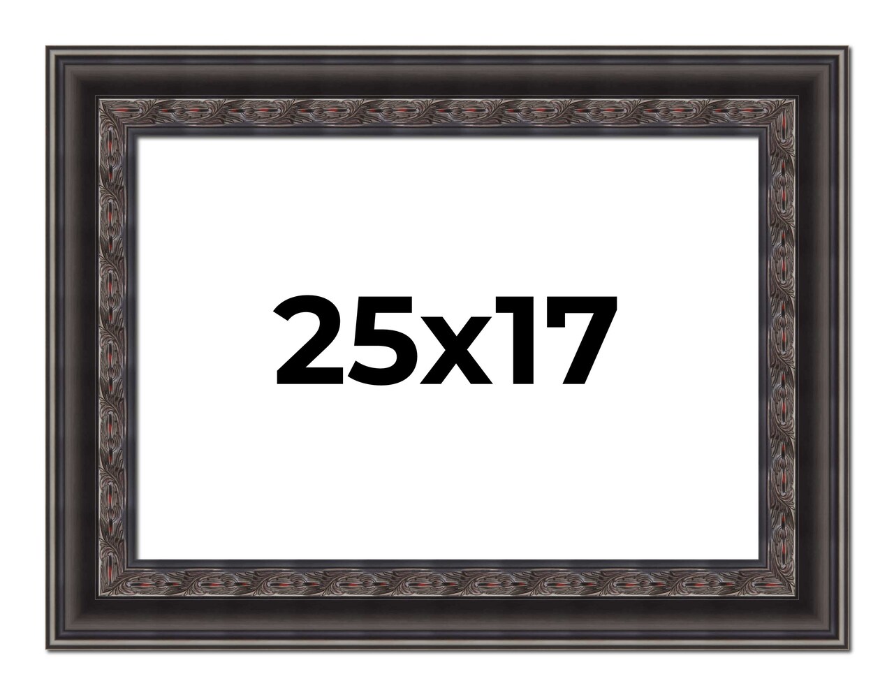 25x17 3.5" Wide Ornate Black Picture Frame - UV Acrylic, Foam Board Backing, Hanging Hardware